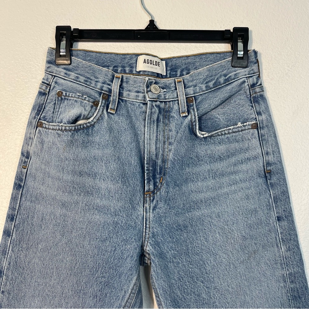 AGOLDE Cherie High Rise Straight Jeans Size 25 in Merit Chic Raw Hem Denim - Picture 4 of 8